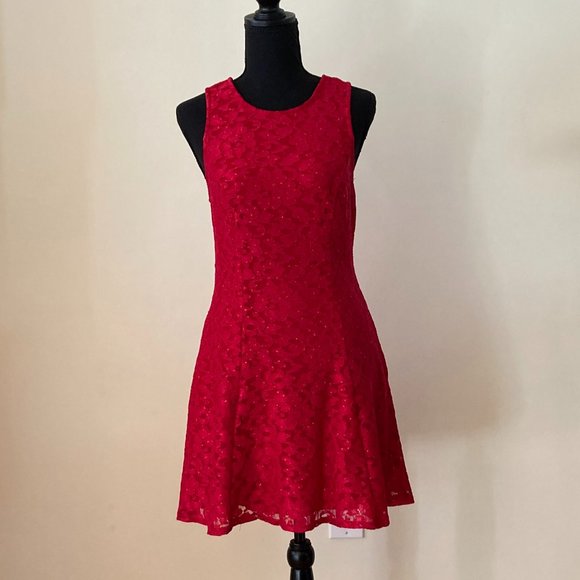 Mini Red Lace Dress size Juniors Large - Picture 1 of 2